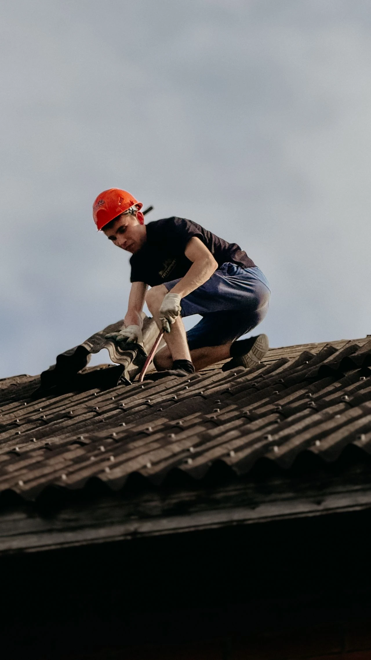 Close view of a residential roof and exterior